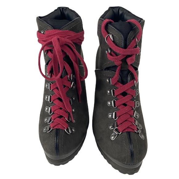Exhilaration NWOT Lace Up Heeled Hiking Boots - Picture 3 of 7